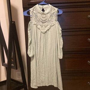 Elegant Lace-Trimmed Off the Shoulder Dress